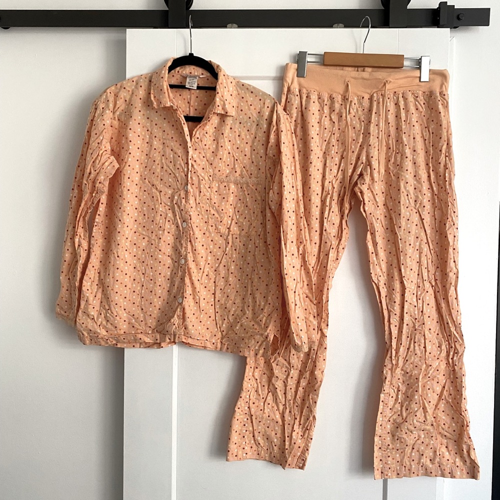 LA VIE EN ROSE Peach Pajamas Matching Set